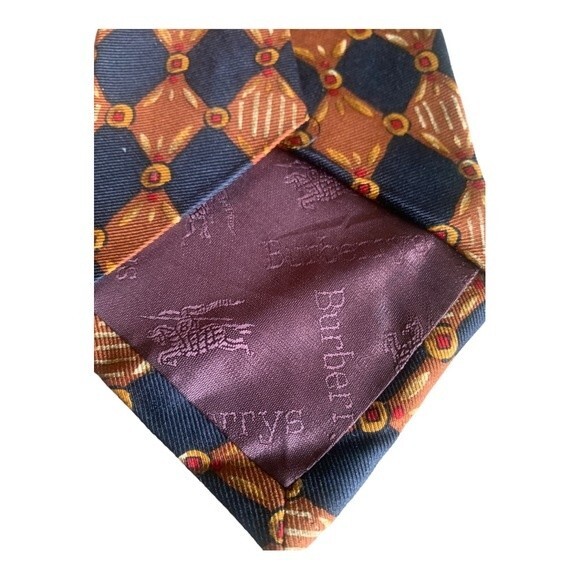 Burberrys of London Tie Men's Blue Geometric 100% Silk Necktie Career Luxury - Picture 7 of 7